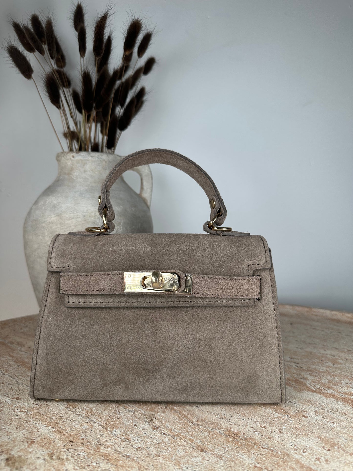 Bolso de terciopelo y cuero