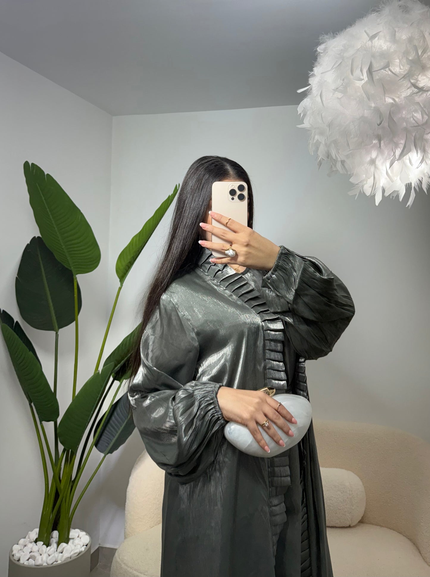 Abaya satinada dos piezas