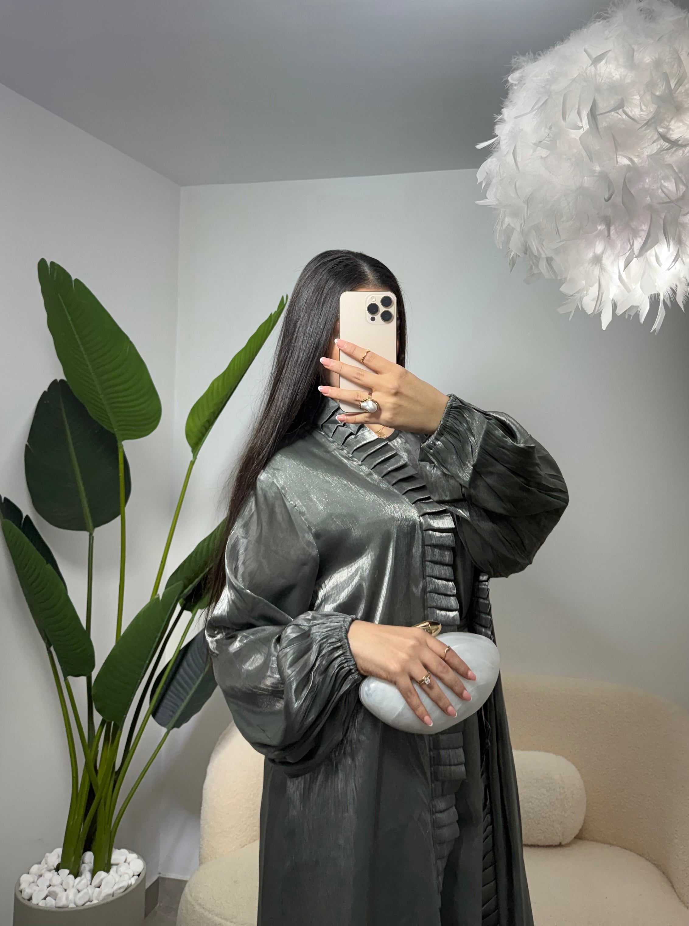 Abaya satinada dos piezas