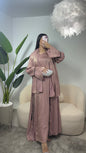 Abaya tres piezas perlada