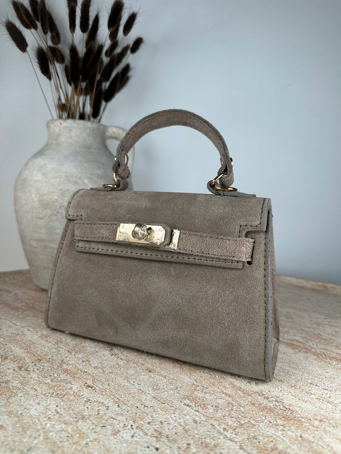 Bolso de terciopelo y cuero