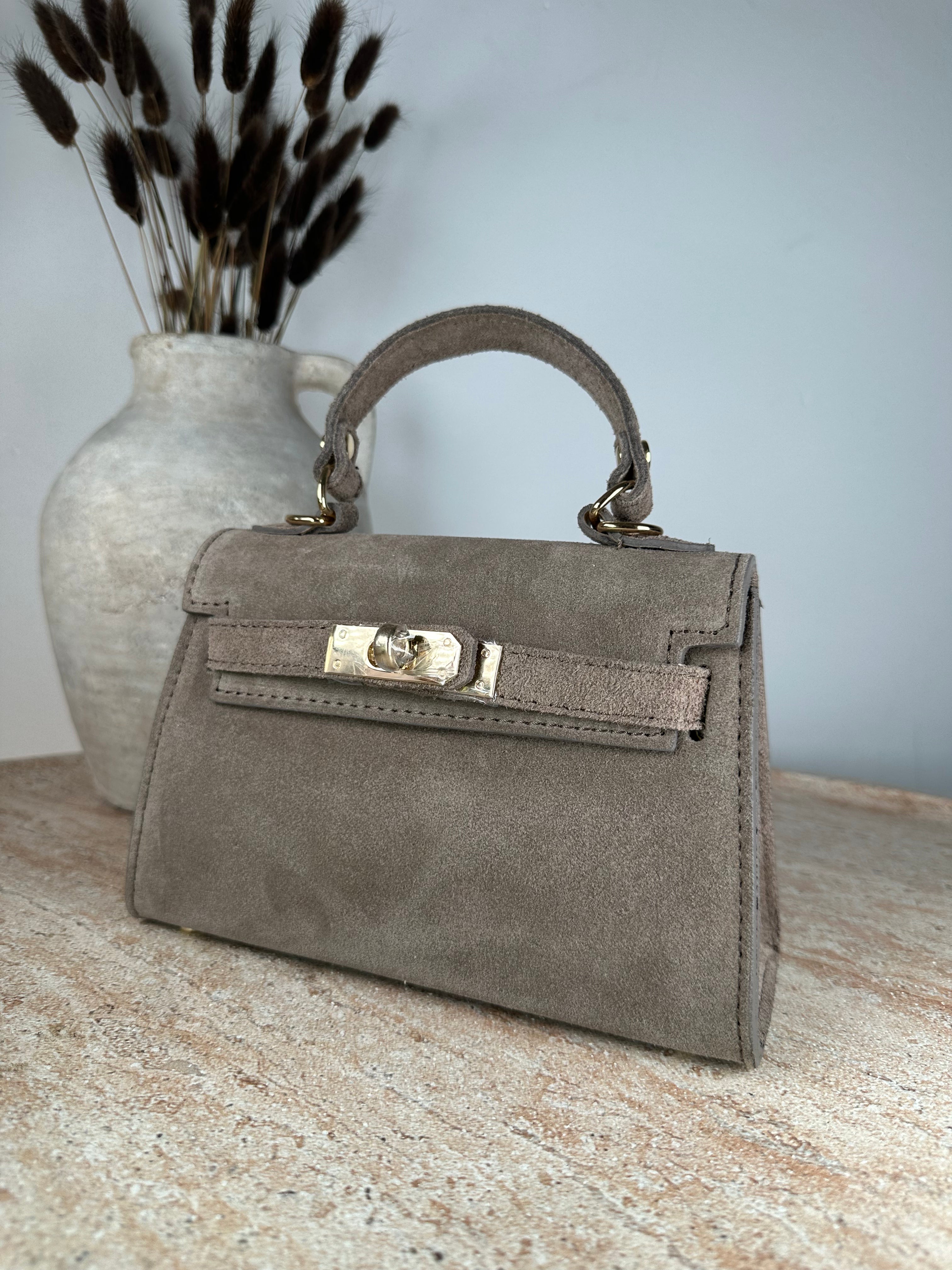 Bolso de terciopelo y cuero