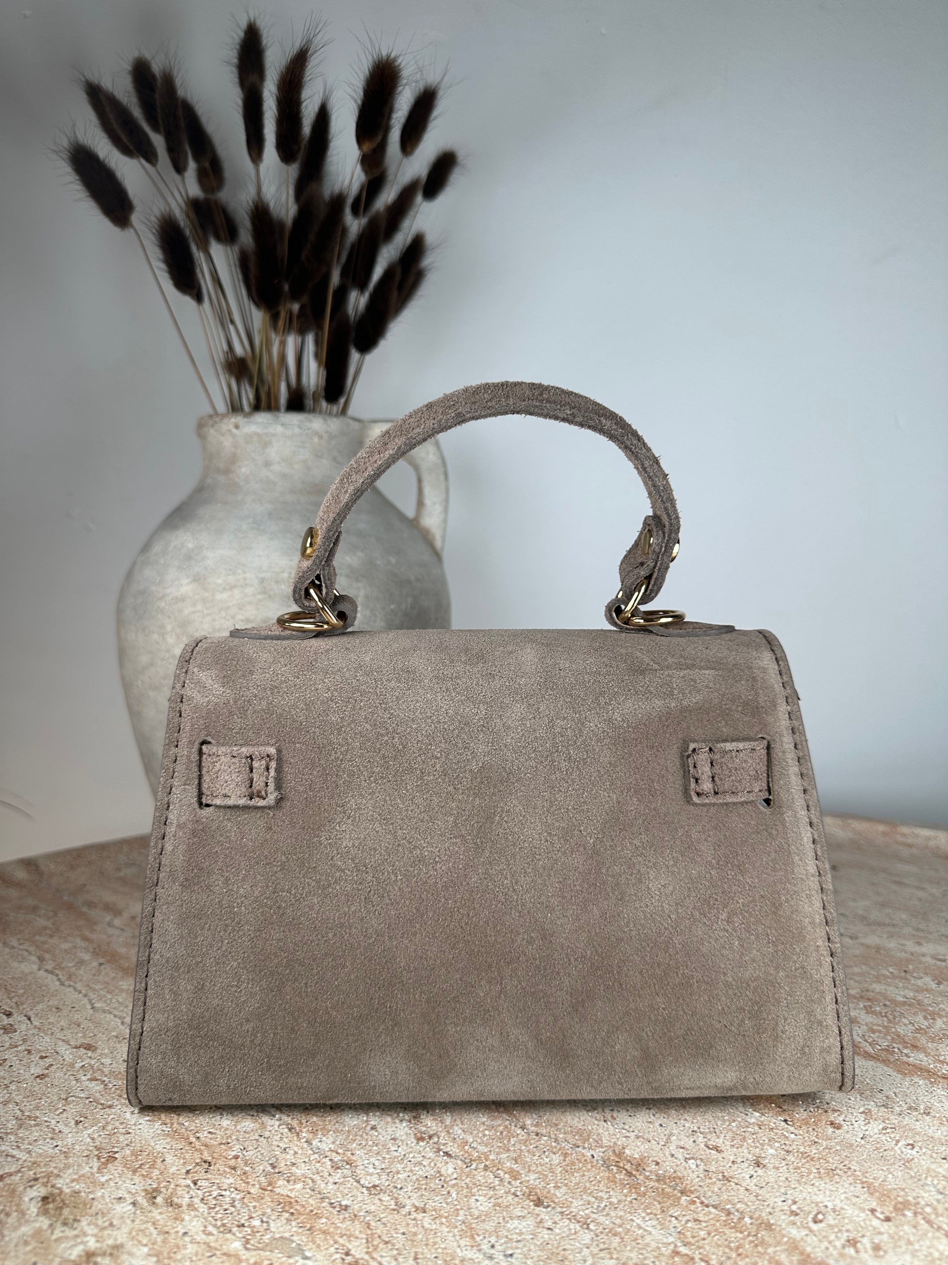 Bolso de terciopelo y cuero