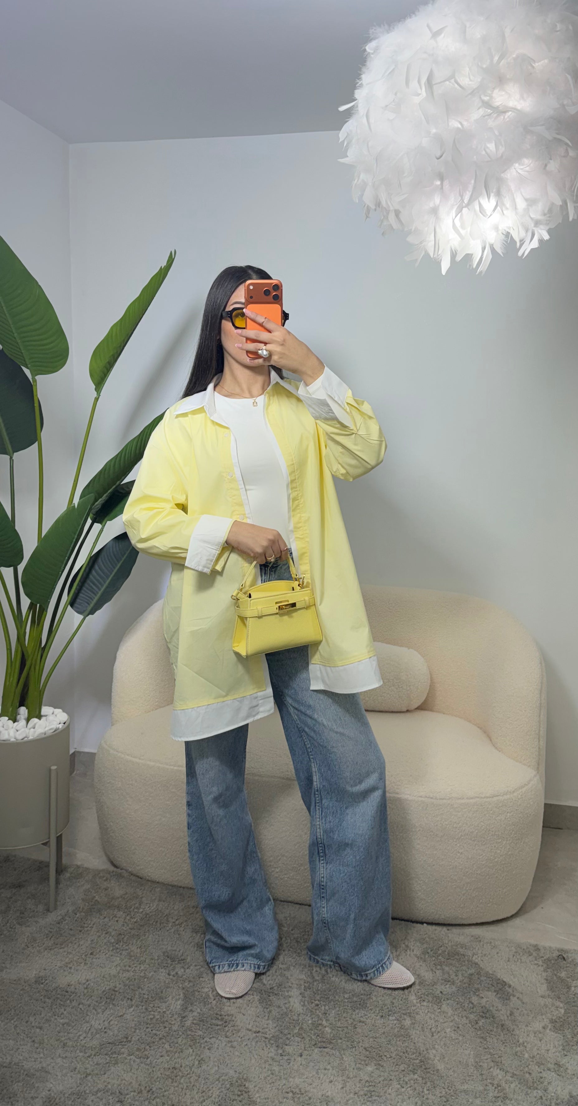 Camisa doble color larga