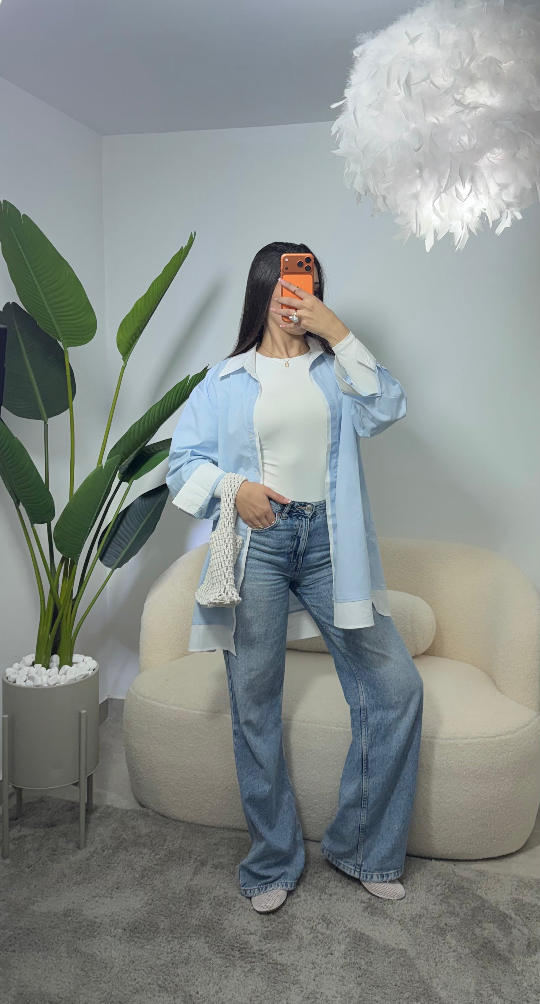 Camisa doble color larga